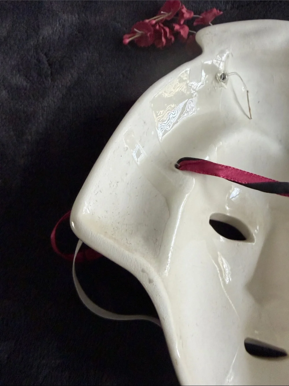 Vintage Decorative Geisha Wall Mask in Cream and Pink